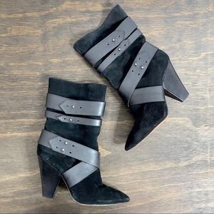 Nine West black suede strap detail boot 5.5